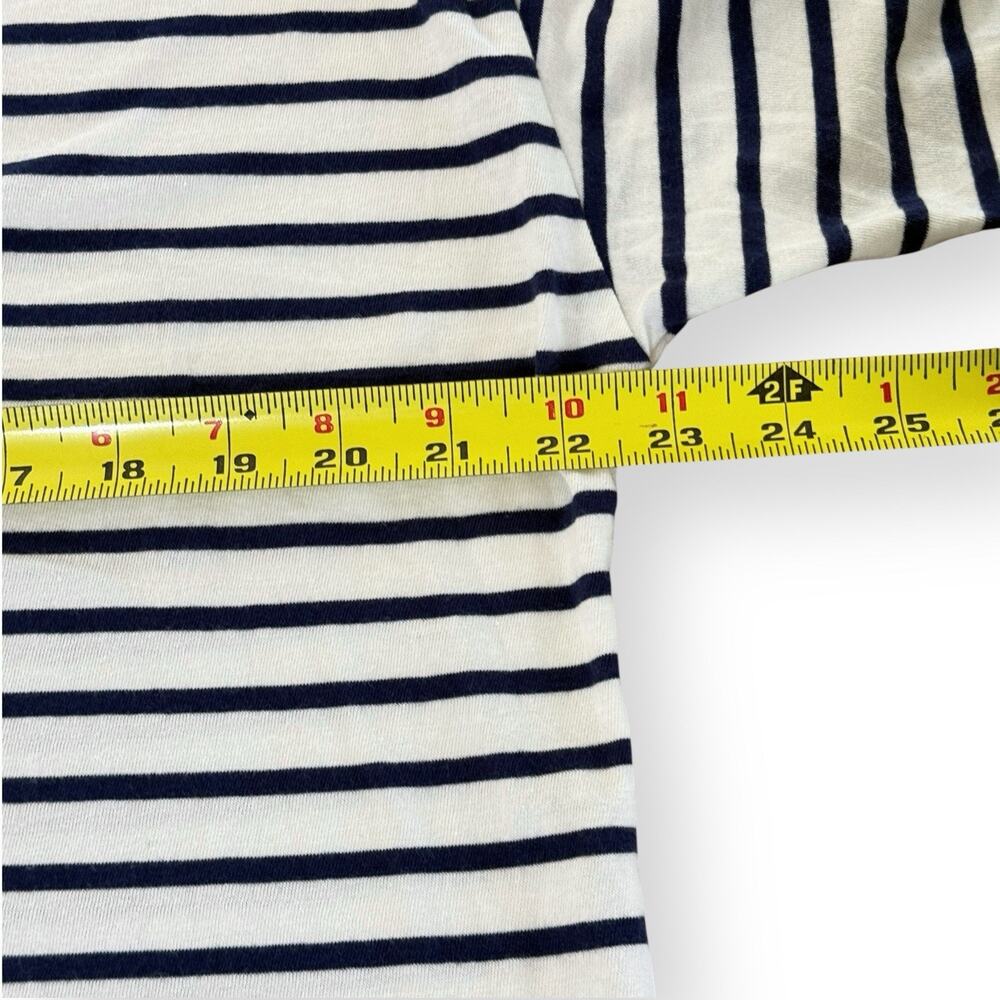 J. Crew Vintage Jersey Johnny-Collar Shirt Navy White Stripe Womens Size Large - Picture 6 of 8